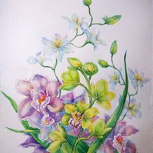 Оригинал схемы вышивки «орхидеи акварель» (№282317)