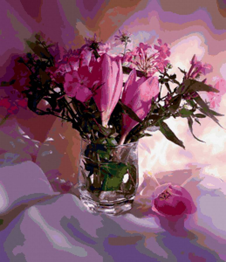 розовый натюрморт - розовый, букет, цветы, натюрморт - предпросмотр