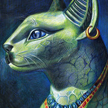 Оригинал схемы вышивки «египетский кот» (№283008)