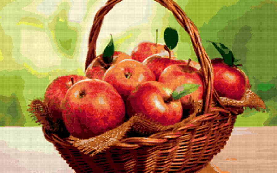 Корзинка с яблоками - корзина, яблоки, фрукты - предпросмотр