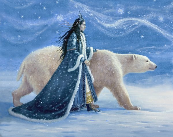 снежная королева - зима, медведь, сказка, девушка - оригинал
