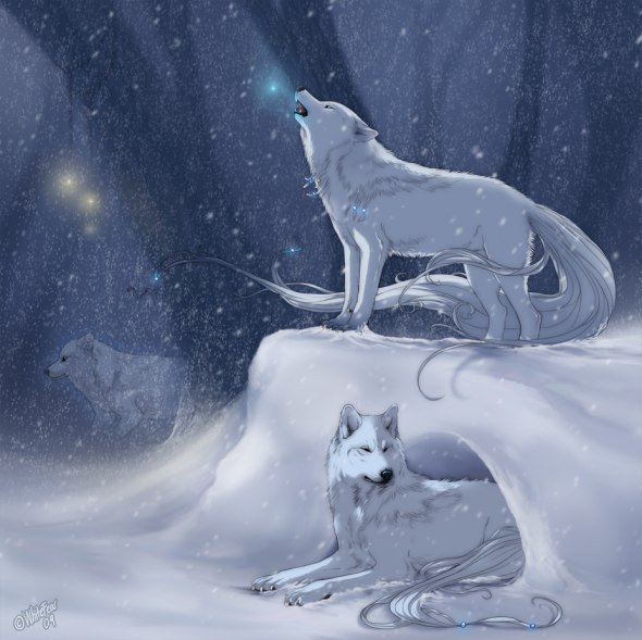 Волки - волки, фэнтези, дух, метель, зима - оригинал