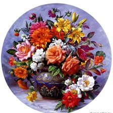 Оригинал схемы вышивки «цветы в вазе» (№285615)