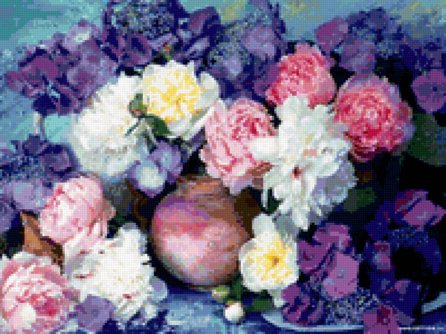 натюрморт из цветов - цветы в вазе, цветы, пионы - предпросмотр