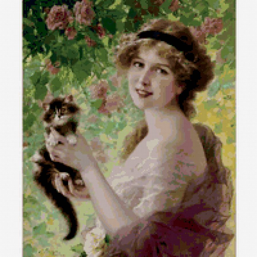 Девушка с котенком - девушка, котенок, портрет - предпросмотр