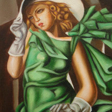 Оригинал схемы вышивки «дама в зелёном» (№287588)