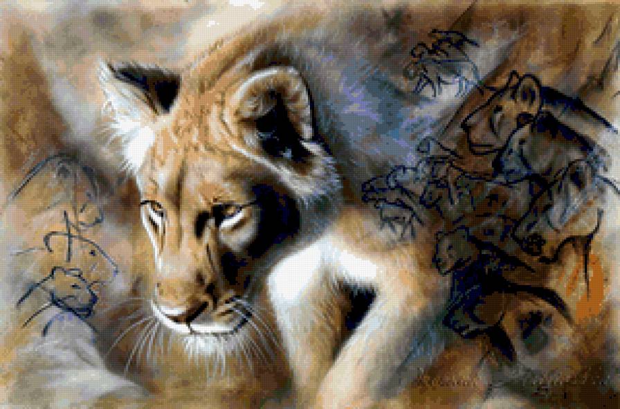 ХУДОЖНИК - Sandi Baker - тигр, животноекартина, лев, зверь, художник, хищник - предпросмотр