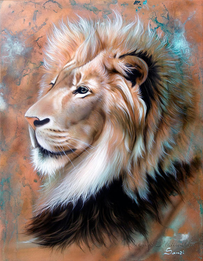 ХУДОЖНИК - Sandi Baker - хищник, дикая кошка, животное, картина, лев, зверь, художник, тигр - оригинал