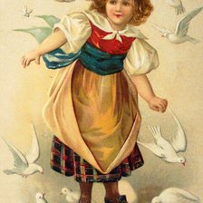 Оригинал схемы вышивки «девочка и чайки» (№288293)
