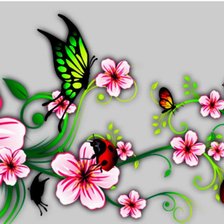 Оригинал схемы вышивки «бабочки на цветах» (№289091)