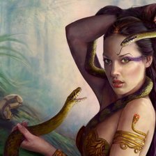 Оригинал схемы вышивки «Девушка со змеями» (№289243)