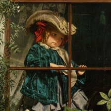 Оригинал схемы вышивки «Девочка у окна» (№289309)