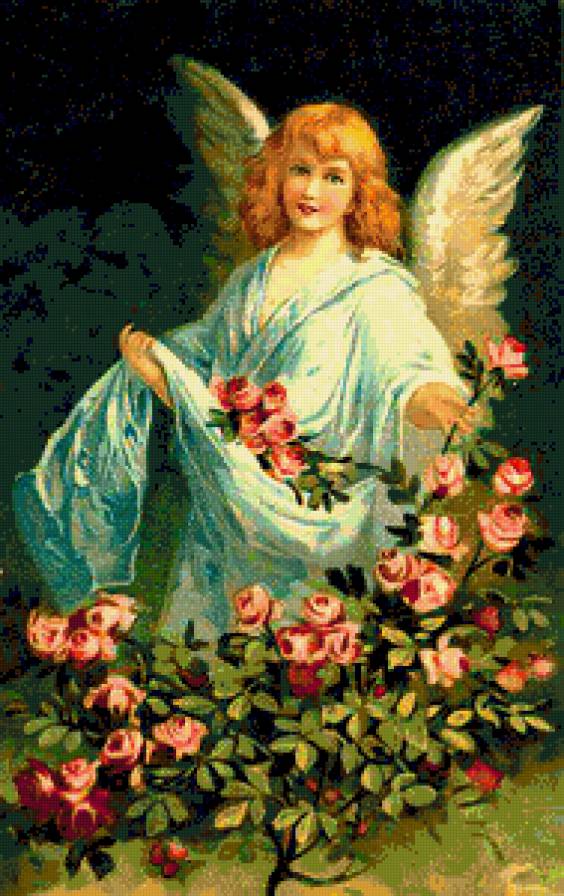 серия "ангелы" - ангел.цветы.розы - предпросмотр