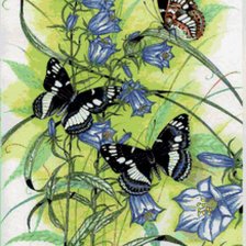 Оригинал схемы вышивки «бабочка цветы» (№290378)