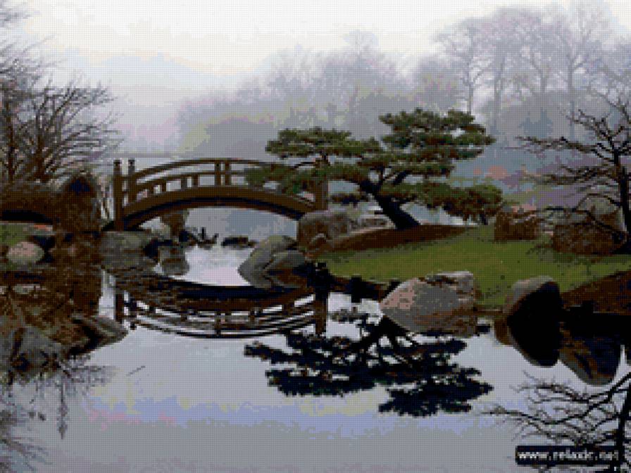 Сад камней - сад, мост, япония - предпросмотр