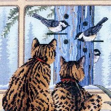 Оригинал схемы вышивки «Коты у окна» (№291632)