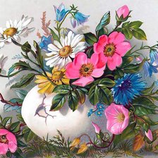 Оригинал схемы вышивки «полевые цветы в вазе» (№292485)