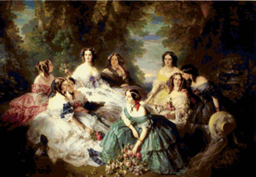 Винтерхальтер - императрица Евгения в окружении своих дам, 1855. - дамы - предпросмотр
