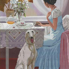 Оригинал схемы вышивки «дама с собакой» (№292596)