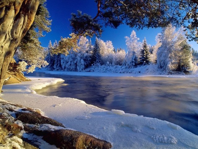 Зима - зима, речка, пейзаж - оригинал