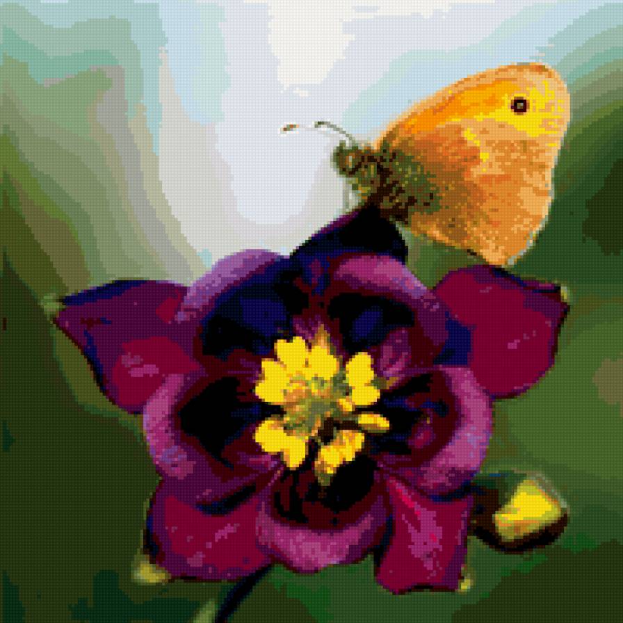 водосбор - бабочка, цветок - предпросмотр