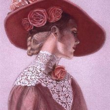 Оригинал схемы вышивки «Девушка в шляпке» (№293481)