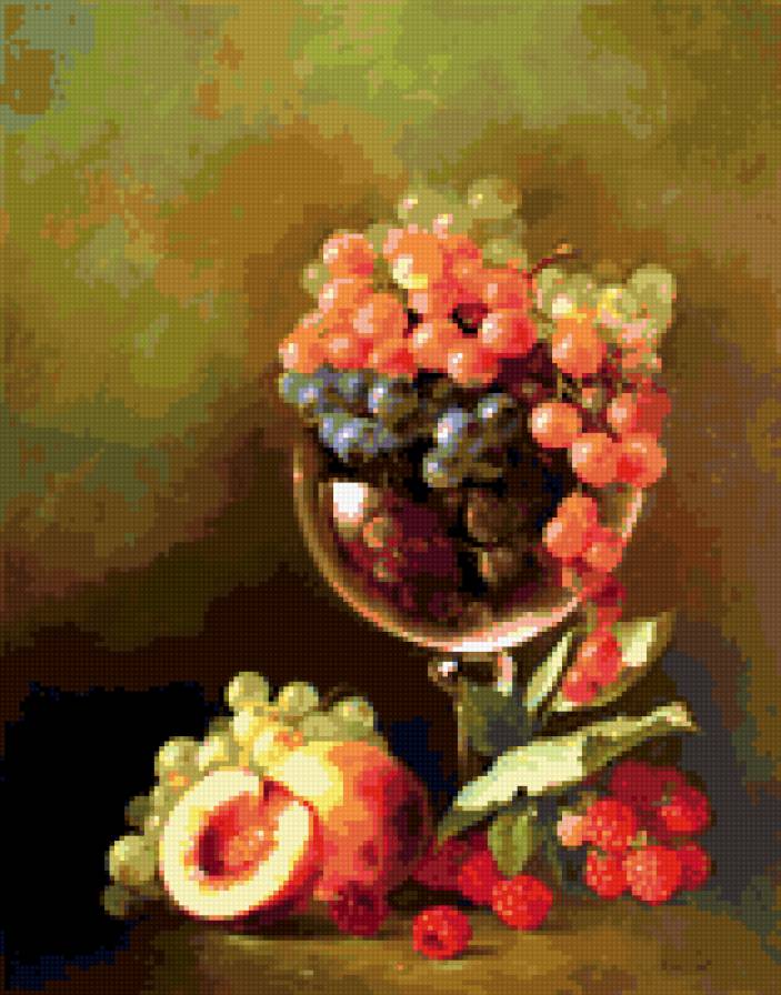 Натюрморт с фруктами - натюрморт, фрукты в бокале - предпросмотр
