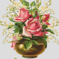 Оригинал схемы вышивки «розы в вазе» (№293938)