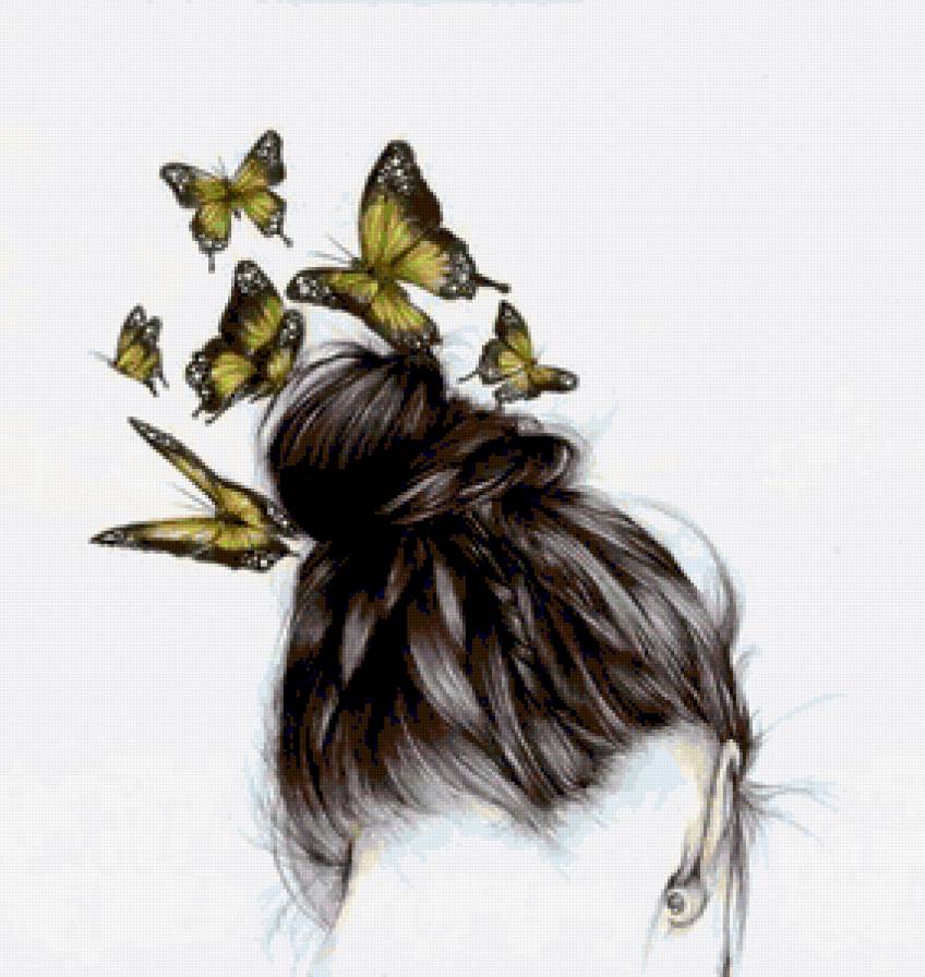 Девушка с бабочками - портрет, женщина, девушка, бабочка, красота, бабочки, люди - предпросмотр