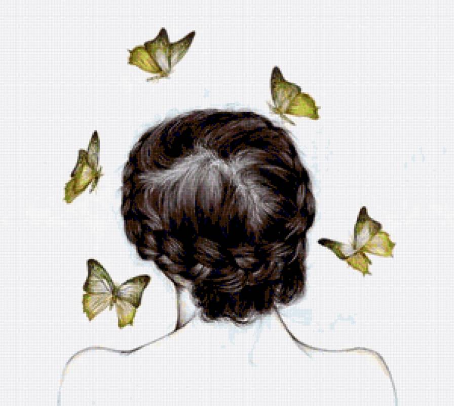 Девушка с бабочками - красота, женщина, люди, бабочка, девушка, бабочки, портрет - предпросмотр