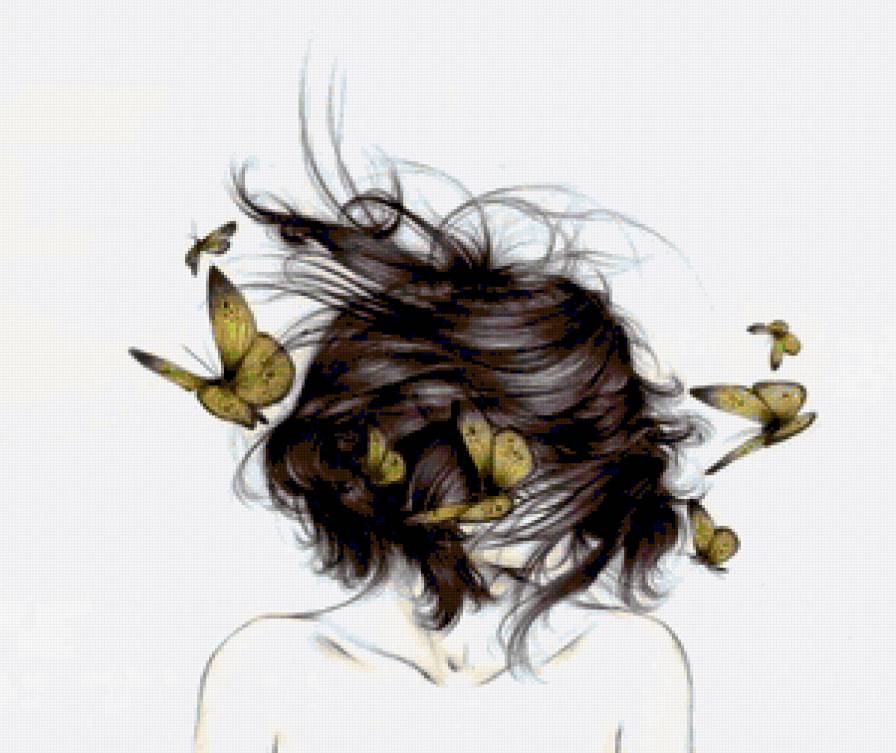 Девушка с бабочками - девушка, бабочки, бабочка, люди, портрет, женщина, красота - предпросмотр