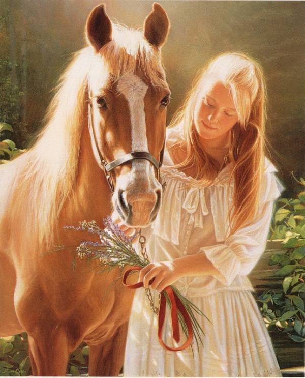 Девушка и лошадь - портрет, лошадь, девушка - оригинал