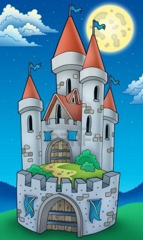 Сказочный замок - ночь, замок, здание, сказка, луна - оригинал