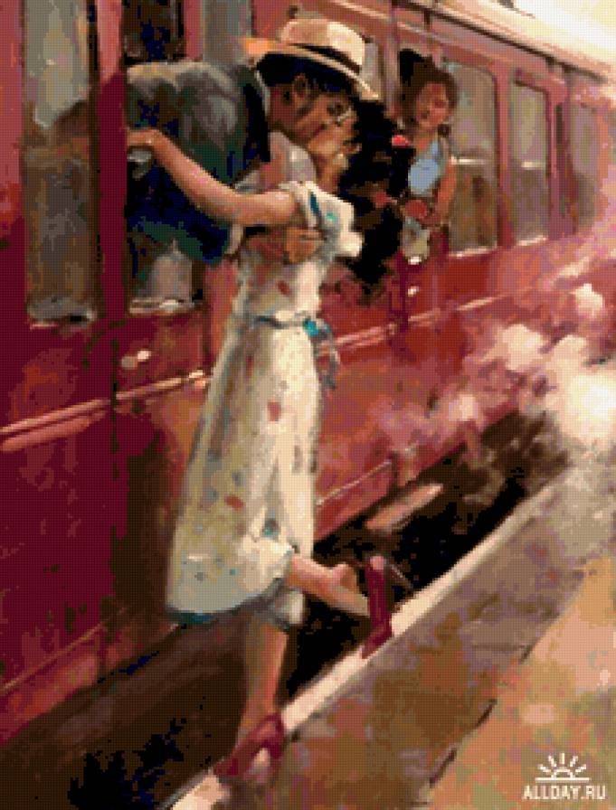 Поцелуй - прощание, пара, поцелуй, поезд - предпросмотр