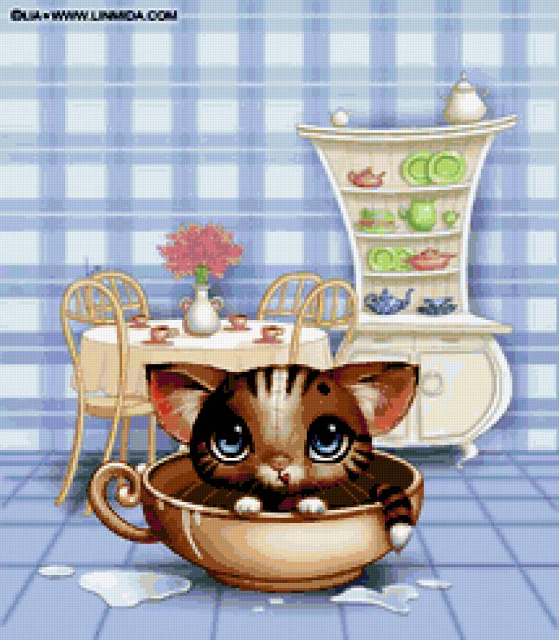 Котенок в чашке - кухня, котенок - предпросмотр