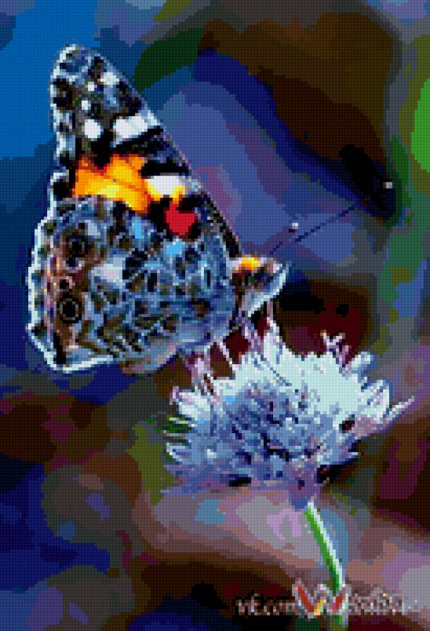 серия "бабочки" - бабочка, цветы - предпросмотр