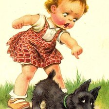 Оригинал схемы вышивки «Девочка с собакой» (№297422)