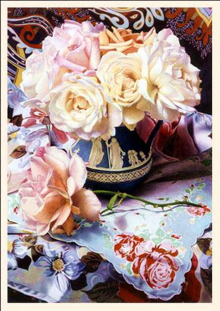натюрморт - натюрморт, розы, букет, роза, розовые цветы, цветы, романтика - оригинал
