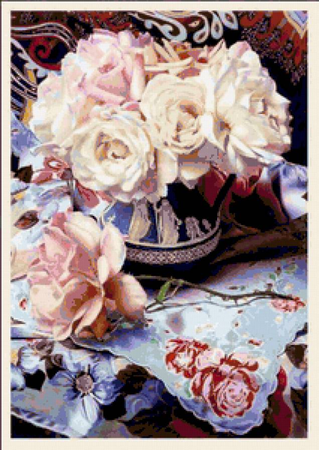 натюрморт - розы, романтика, натюрморт, цветы, роза, розовые цветы, букет - предпросмотр