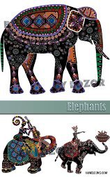 Триптих "Слоны" - индия, триптих, слоны, диптих - оригинал