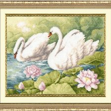 Оригинал схемы вышивки «пара лебедей» (№298386)