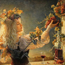 Схема вышивки «девушка и виноградная лоза»