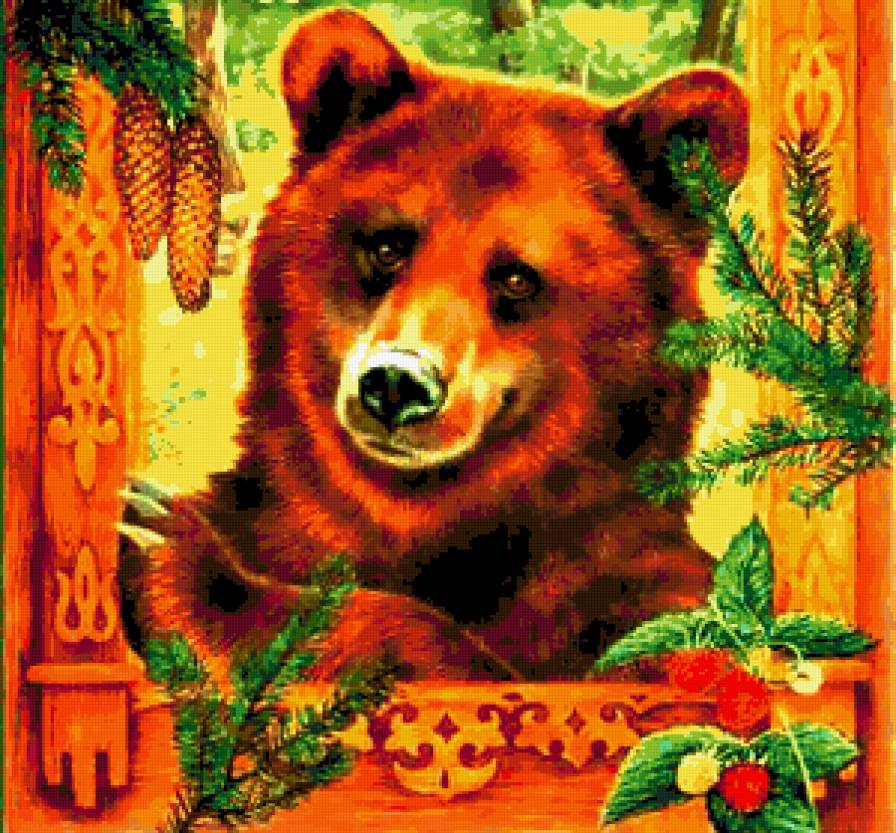 Медведь - медведи, животные, медведь, малина, елка, мишка, природа, лес - предпросмотр