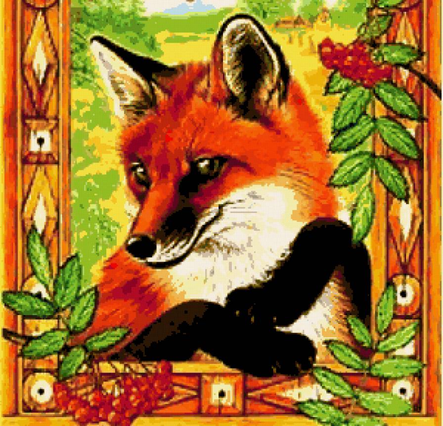 Лисичка - животные, природа, ягодки, рябина, лисичка, лиса - предпросмотр