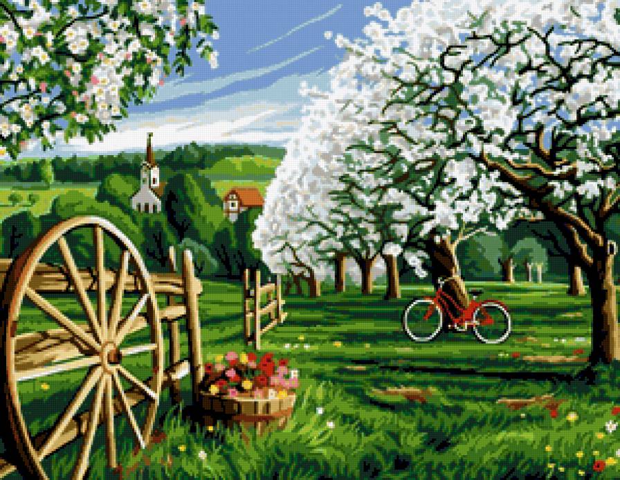 Весенний сад - природа, яблони, весна, сад, цве, пейзаж, цветы, красота природы - предпросмотр