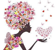 весна - девушка, цветы, сердечко, силуэт, бабочки - оригинал