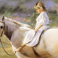Схема вышивки «девочка и  лошадь»