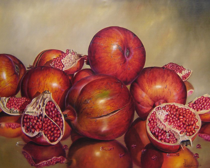 №301011 - картина, гранат, фрукты, натюрморт - оригинал