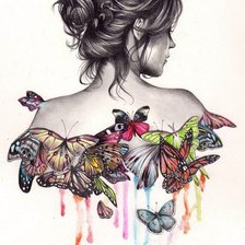 Схема вышивки «девушка и бабочки»