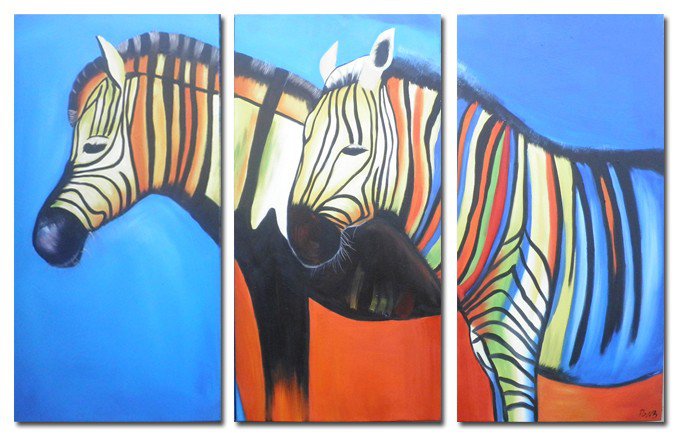 Триптих зебры - животные - оригинал